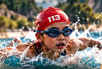 Vận động viên nhí SUPER HUMAN KID đang bơi