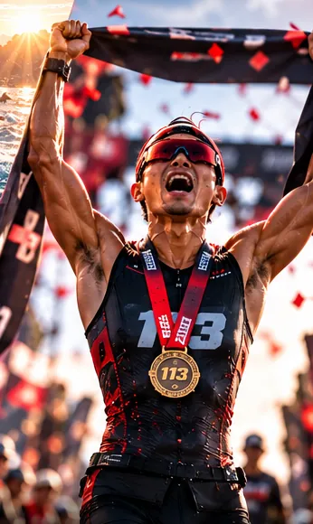 Khoảnh khắc về đích với huy chương finisher
